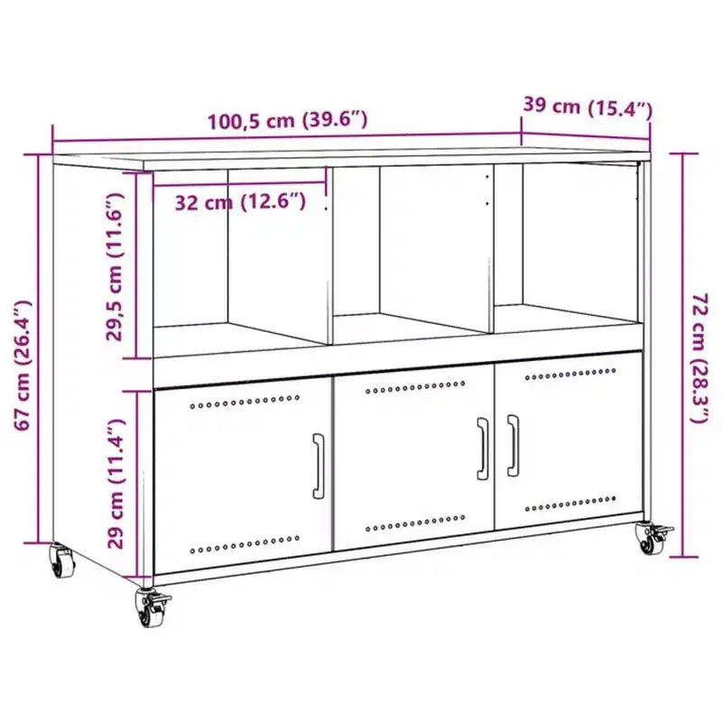 vidaXL Sideboard Black Cold-rolled steel Medium Cabinet Rectangular