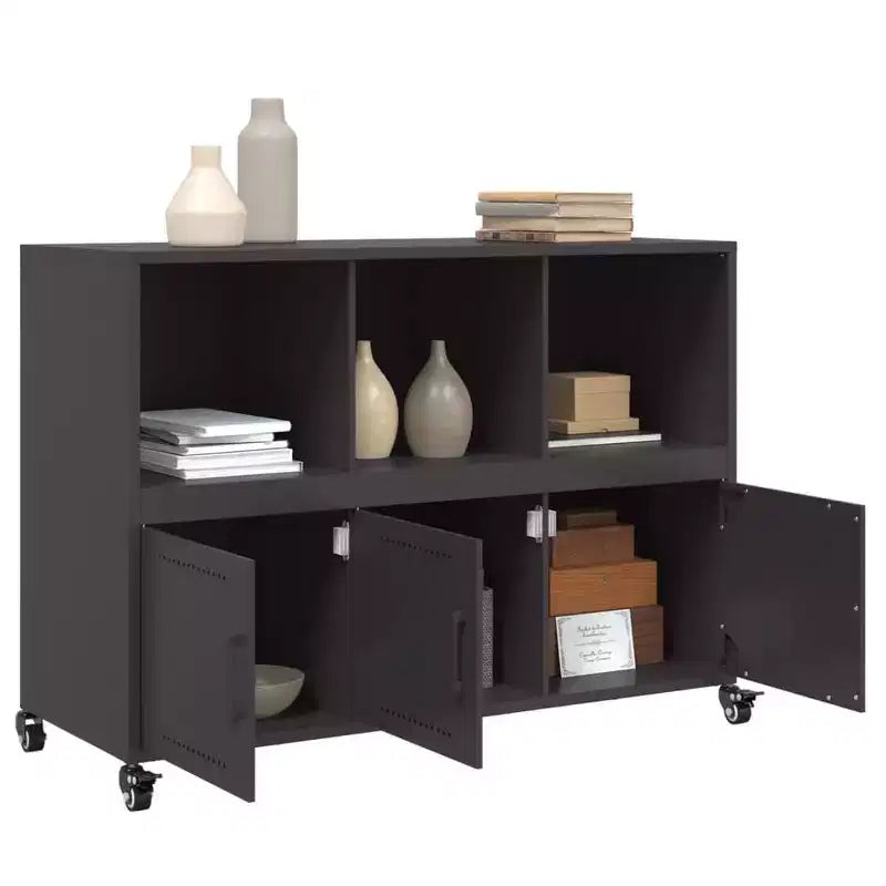 vidaXL Sideboard Black Cold-rolled steel Medium Cabinet Rectangular