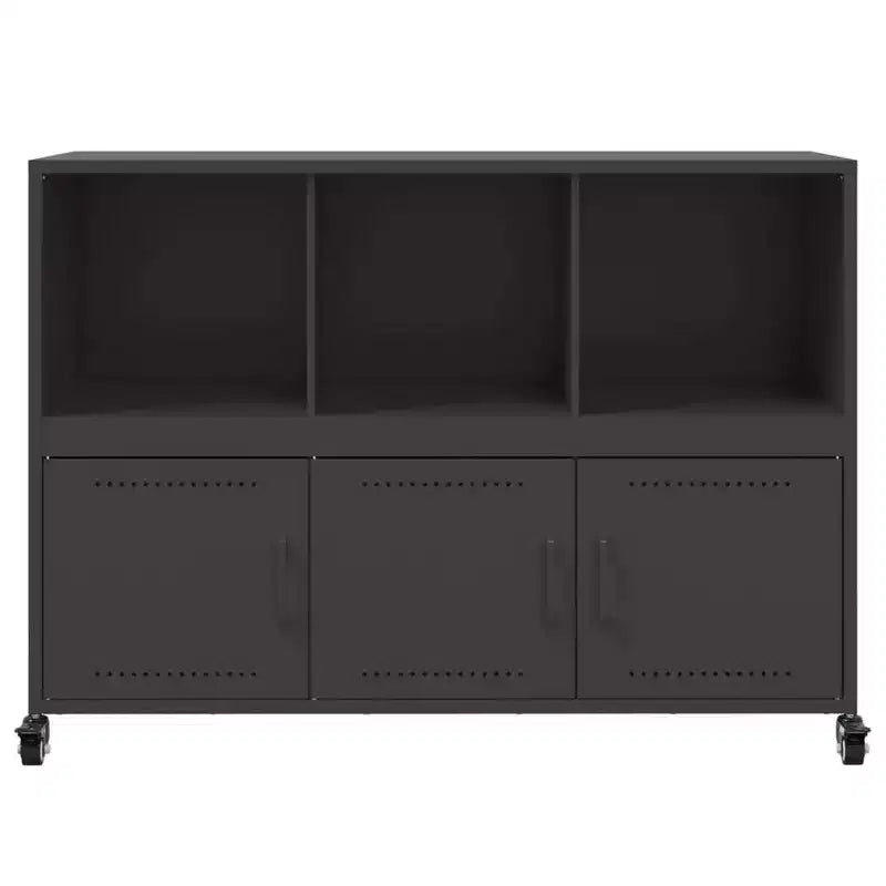vidaXL Sideboard Black Cold-rolled steel Medium Cabinet Rectangular