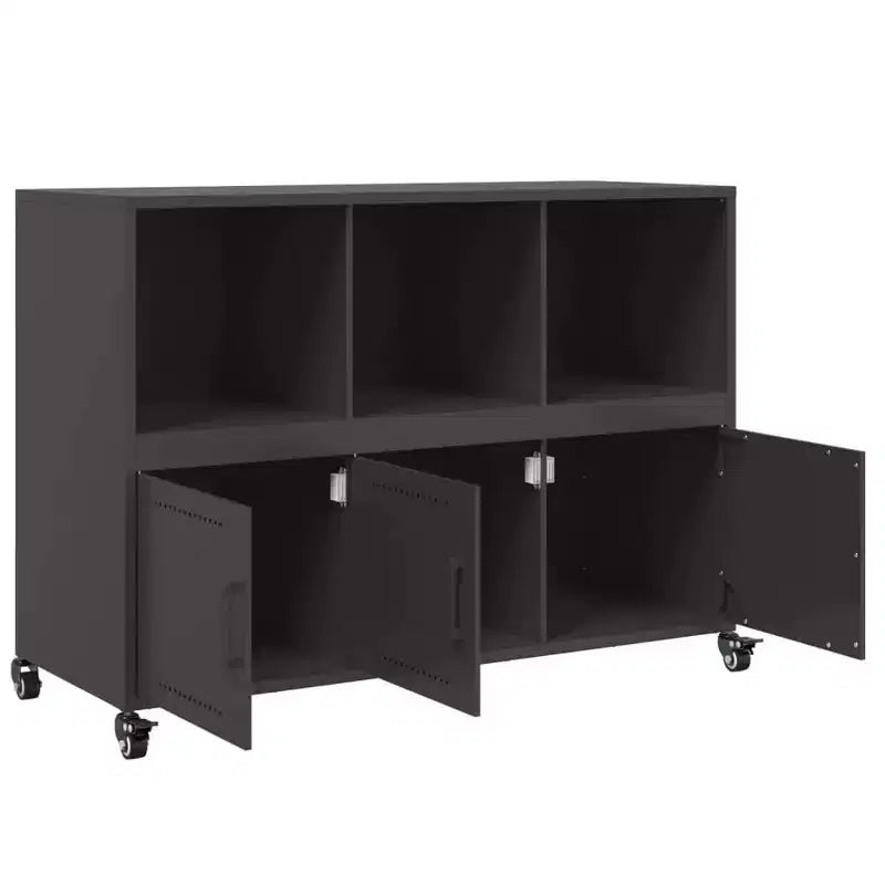 vidaXL Sideboard Black Cold-rolled steel Medium Cabinet Rectangular