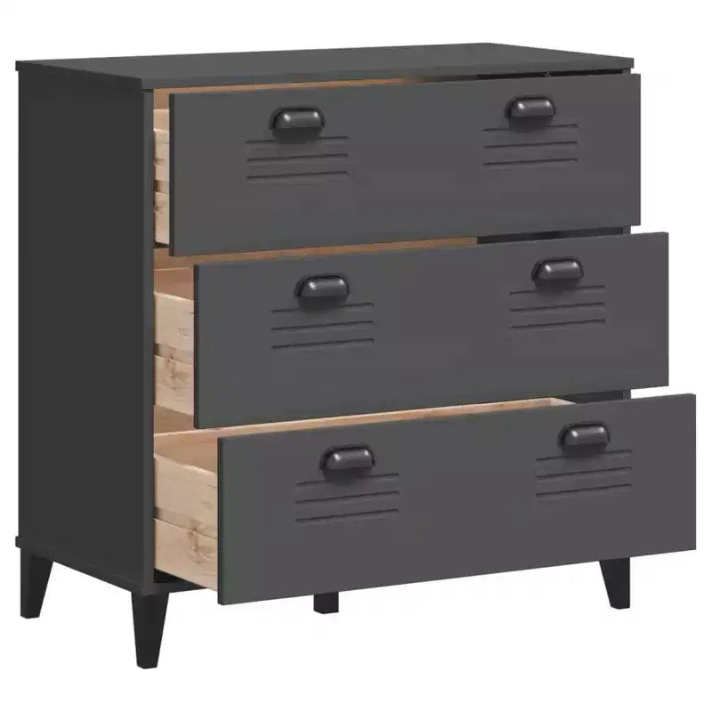 vidaXL Drawer Cabinet File Storage Home Living Room Furniture Solid Wood Pine