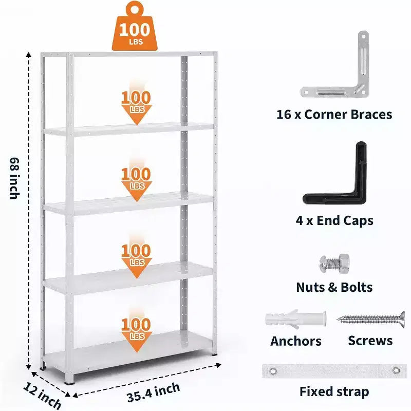 COZONY Adjustable Storage Shelves, Metal Shelf Organizer Unit for Garage Bedroom Living Room Office Closet
