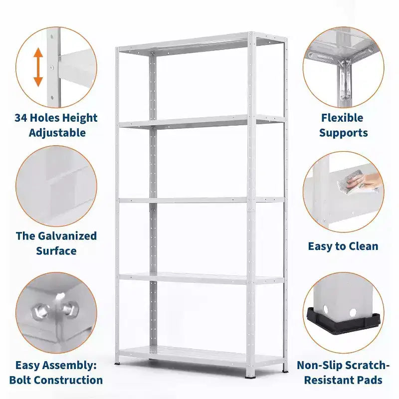 COZONY Adjustable Storage Shelves, Metal Shelf Organizer Unit for Garage Bedroom Living Room Office Closet