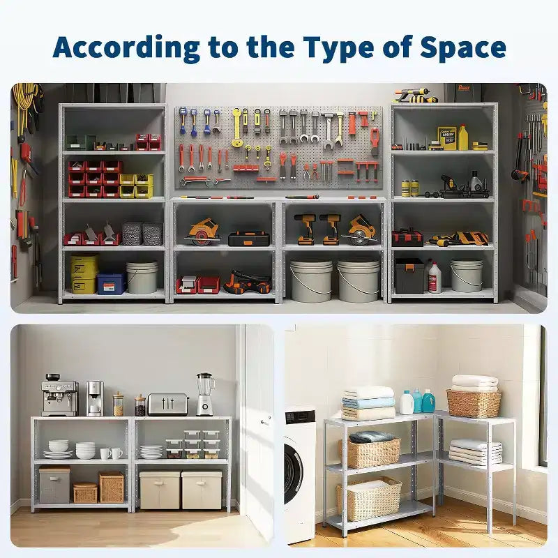 COZONY Adjustable Storage Shelves, Metal Shelf Organizer Unit for Garage Bedroom Living Room Office Closet