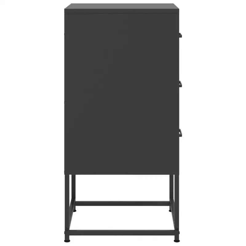 vidaXL Bedside Cabinet Black Steel Medium Bedside Cabinet Rectangular