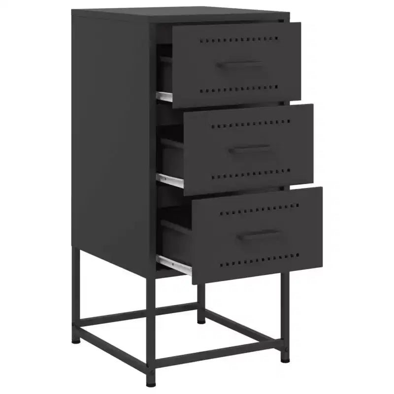 vidaXL Bedside Cabinet Black Steel Medium Bedside Cabinet Rectangular