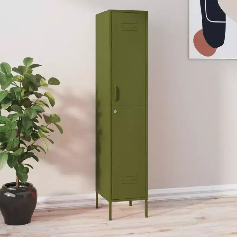 vidaXL Metal Storage Cabinet Storage Locker Organizer for School Office Steel - Olive Green