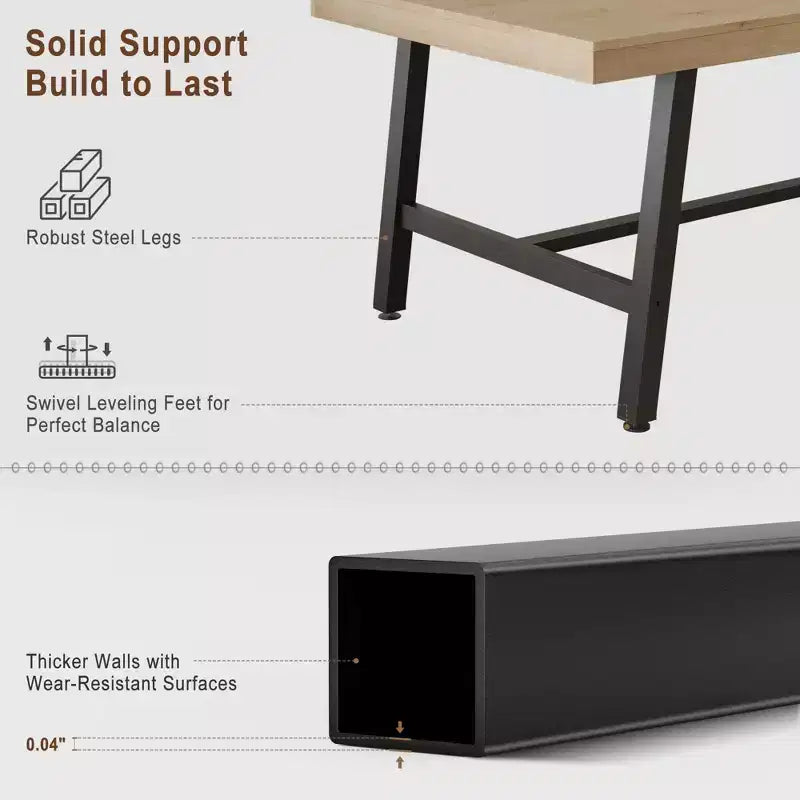 Dining Table for 6-8 People, 78.7 Long Rectangle Kitchen Table, Industrial Farmhouse Wooden Kitchen Tables with Sturdy Metal Frame, for Office Home