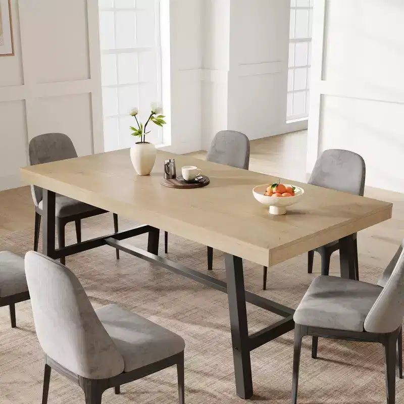 Dining Table for 6-8 People, 78.7 Long Rectangle Kitchen Table, Industrial Farmhouse Wooden Kitchen Tables with Sturdy Metal Frame, for Office Home