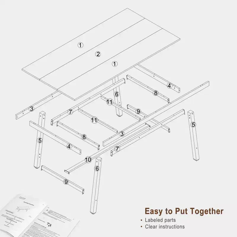 Dining Table for 6-8 People, 78.7 Long Rectangle Kitchen Table, Industrial Farmhouse Wooden Kitchen Tables with Sturdy Metal Frame, for Office Home
