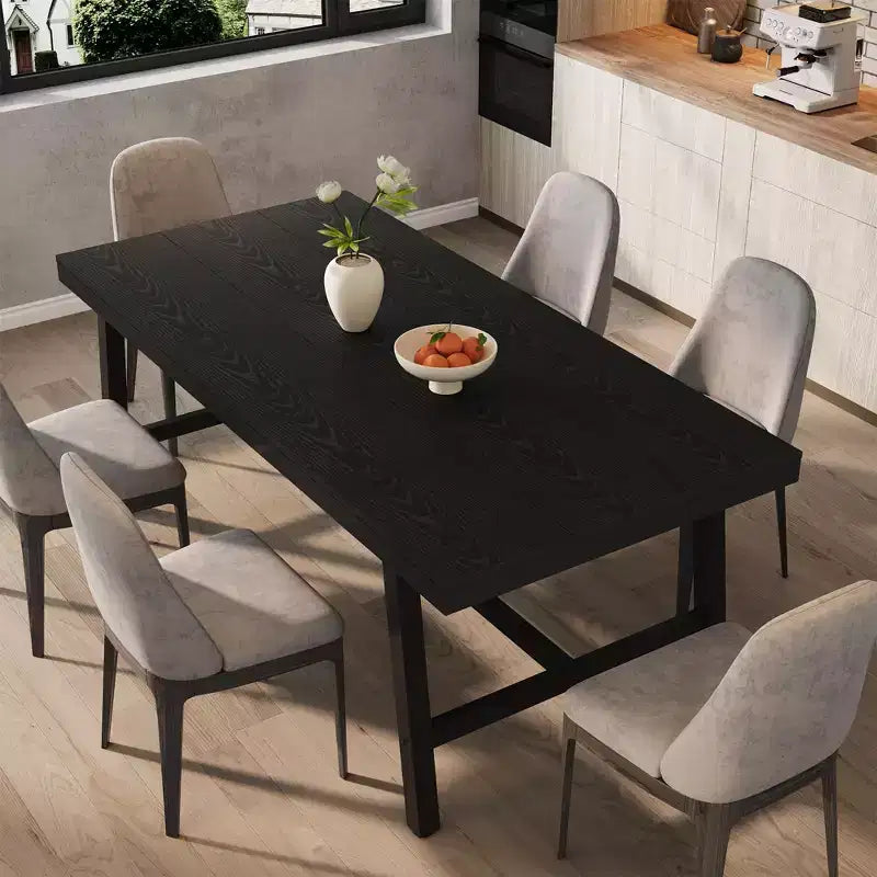 Dining Table for 6-8 People, 78.7 Long Rectangle Kitchen Table, Industrial Farmhouse Wooden Kitchen Tables with Sturdy Metal Frame, for Office Home
