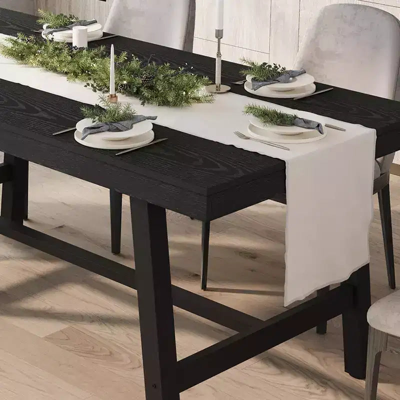 Dining Table for 6-8 People, 78.7 Long Rectangle Kitchen Table, Industrial Farmhouse Wooden Kitchen Tables with Sturdy Metal Frame, for Office Home
