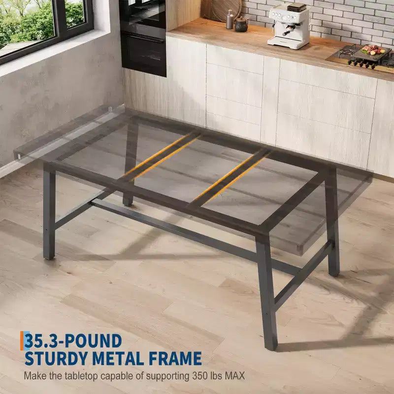 Dining Table for 6-8 People, 78.7 Long Rectangle Kitchen Table, Industrial Farmhouse Wooden Kitchen Tables with Sturdy Metal Frame, for Office Home