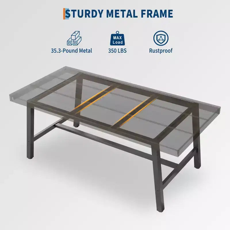 Dining Table for 6-8 People, 78.7 Long Rectangle Kitchen Table, Industrial Farmhouse Wooden Kitchen Tables with Sturdy Metal Frame, for Office Home