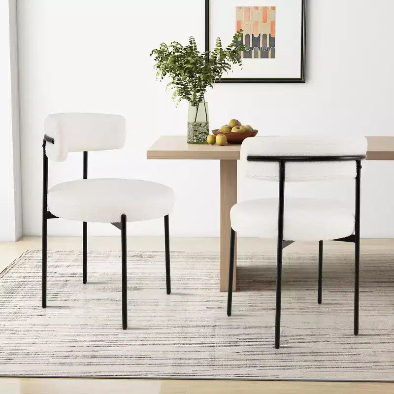 Costway Round Dining Chairs Set of 4 w/ Curved Backrest Filled Sponge Metal Legs