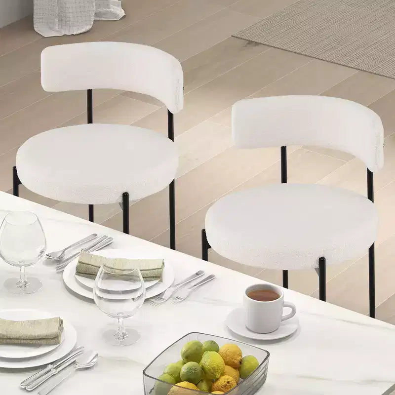 Costway Round Dining Chairs Set of 4 w/ Curved Backrest Filled Sponge Metal Legs