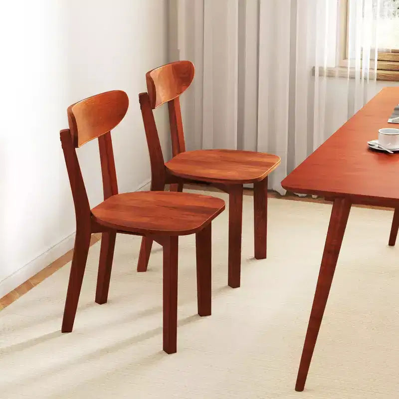 Costway Solid Wood Dining Chair Set of 4 w/ Curved Backrest & Rubber Wood Frame