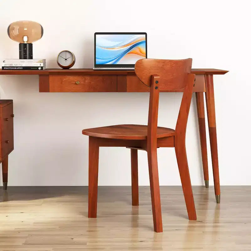 Costway Solid Wood Dining Chair Set of 4 w/ Curved Backrest & Rubber Wood Frame