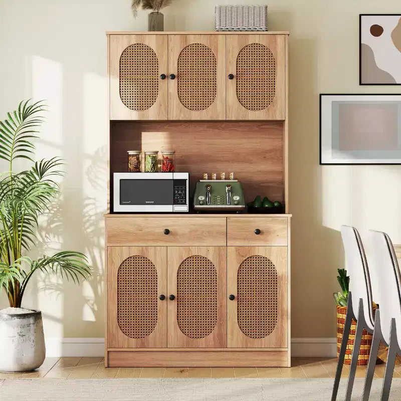 Costway Kitchen Pantry Cabinet w/ Charging Station 71 Tall Kitchen Buffet Cabinet