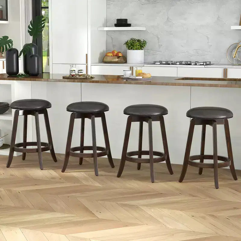 Costway 24 Counter Height Stools Set of 4 w/ 360 Swivel Round Seat & Footrest