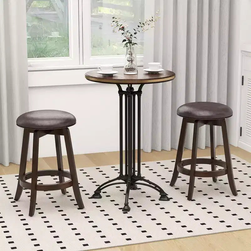 Costway 24 Counter Height Stools Set of 4 w/ 360 Swivel Round Seat & Footrest