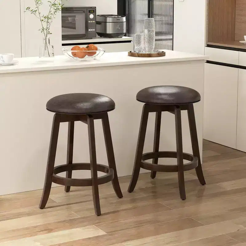 Costway 24 Counter Height Stools Set of 4 w/ 360 Swivel Round Seat & Footrest