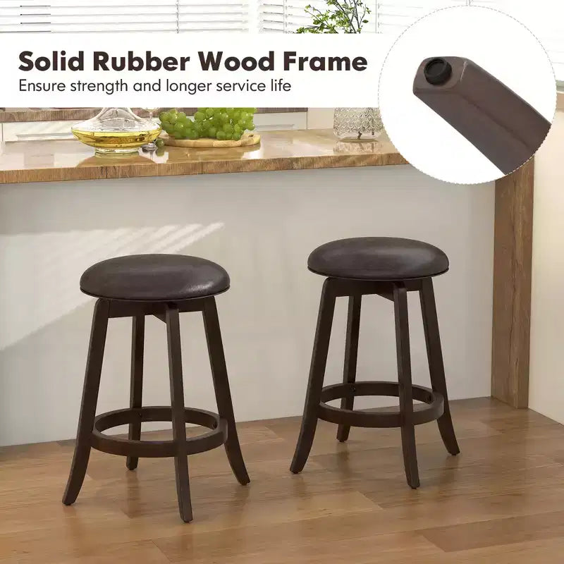Costway 24 Counter Height Stools Set of 4 w/ 360 Swivel Round Seat & Footrest