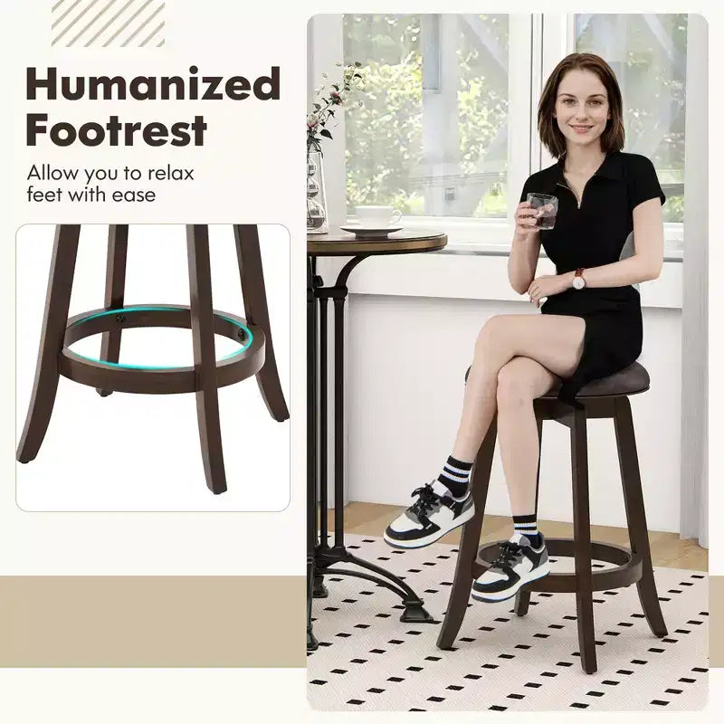 Costway 24 Counter Height Stools Set of 4 w/ 360 Swivel Round Seat & Footrest