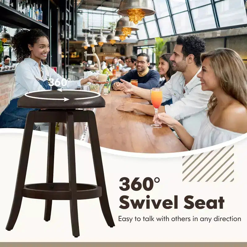 Costway 24 Counter Height Stools Set of 4 w/ 360 Swivel Round Seat & Footrest