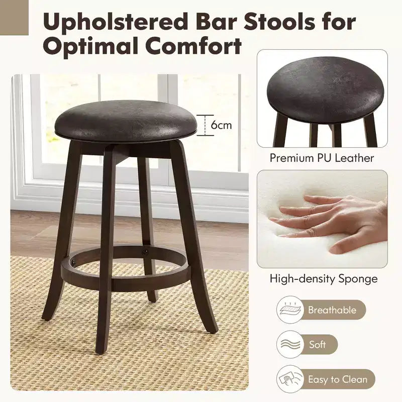 Costway 24 Counter Height Stools Set of 4 w/ 360 Swivel Round Seat & Footrest