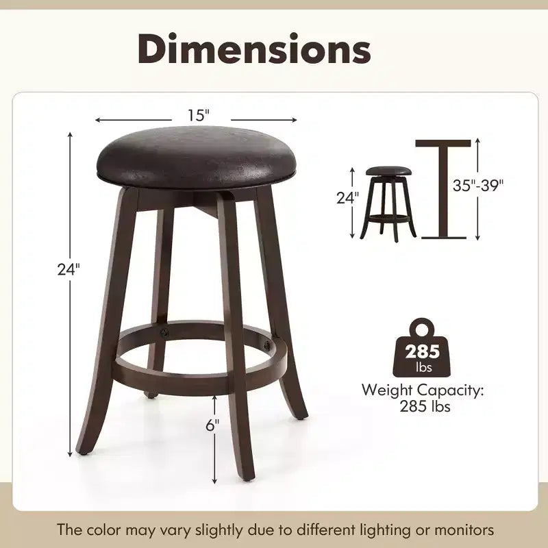 Costway 24 Counter Height Stools Set of 4 w/ 360 Swivel Round Seat & Footrest