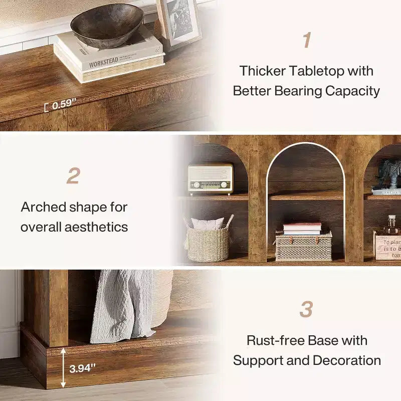 Lantine Farmhouse Console Table, 63-Inch Long Entryway Table with 3 Tier Storage, Wooden Sofa Table Behind The Couch for Living Room