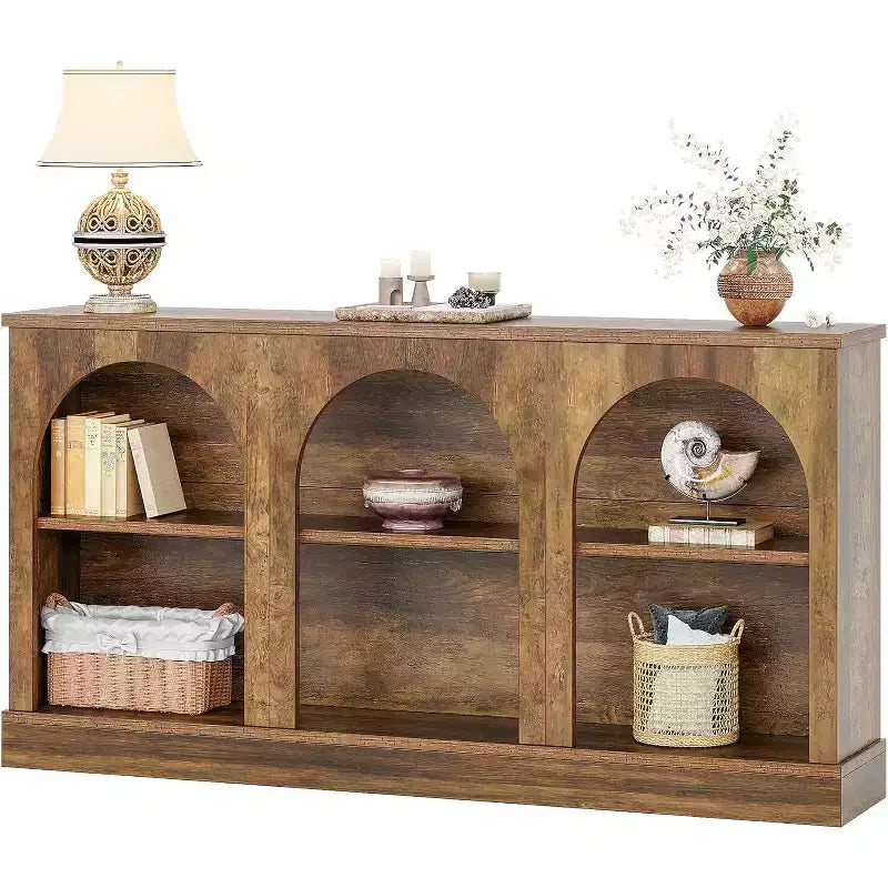 Lantine Farmhouse Console Table, 63-Inch Long Entryway Table with 3 Tier Storage, Wooden Sofa Table Behind The Couch for Living Room