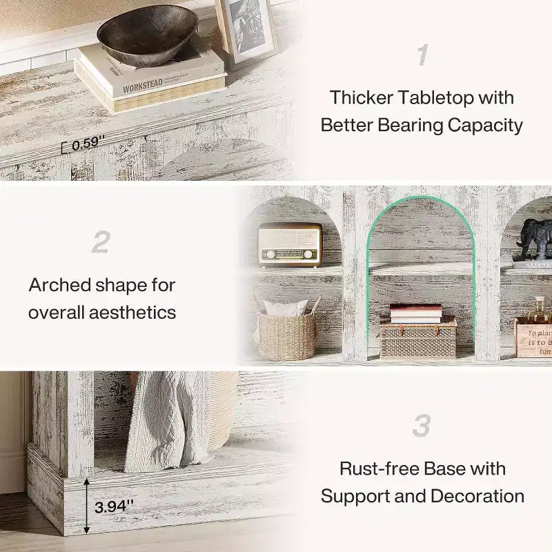 Lantine Farmhouse Console Table, 63-Inch Long Entryway Table with 3 Tier Storage, Wooden Sofa Table Behind The Couch for Living Room