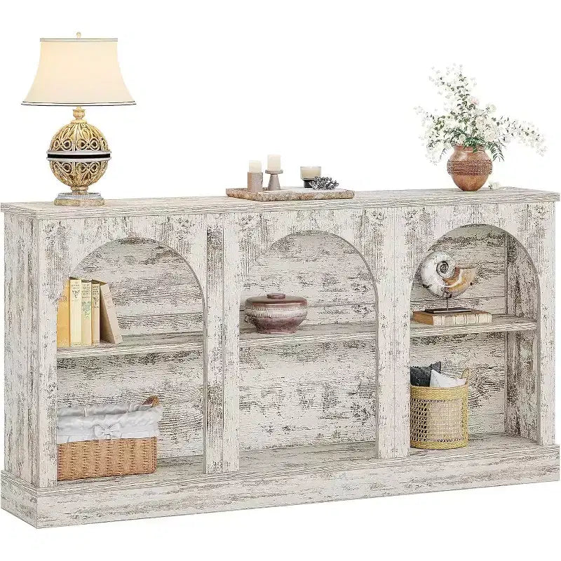Lantine Farmhouse Console Table, 63-Inch Long Entryway Table with 3 Tier Storage, Wooden Sofa Table Behind The Couch for Living Room