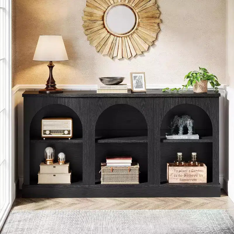 Lantine Farmhouse Console Table, 63-Inch Long Entryway Table with 3 Tier Storage, Wooden Sofa Table Behind The Couch for Living Room
