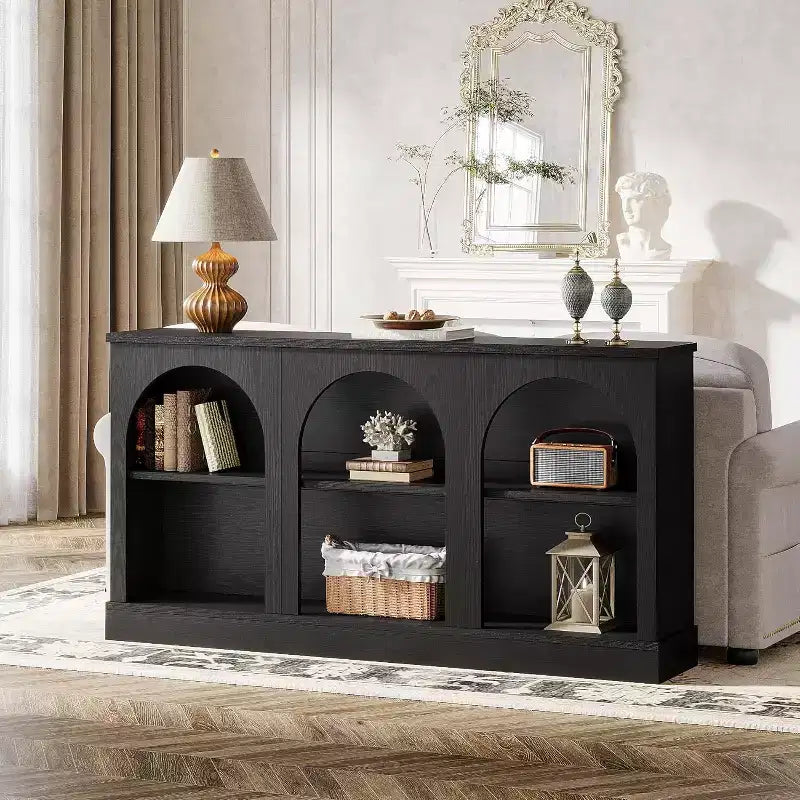 Lantine Farmhouse Console Table, 63-Inch Long Entryway Table with 3 Tier Storage, Wooden Sofa Table Behind The Couch for Living Room
