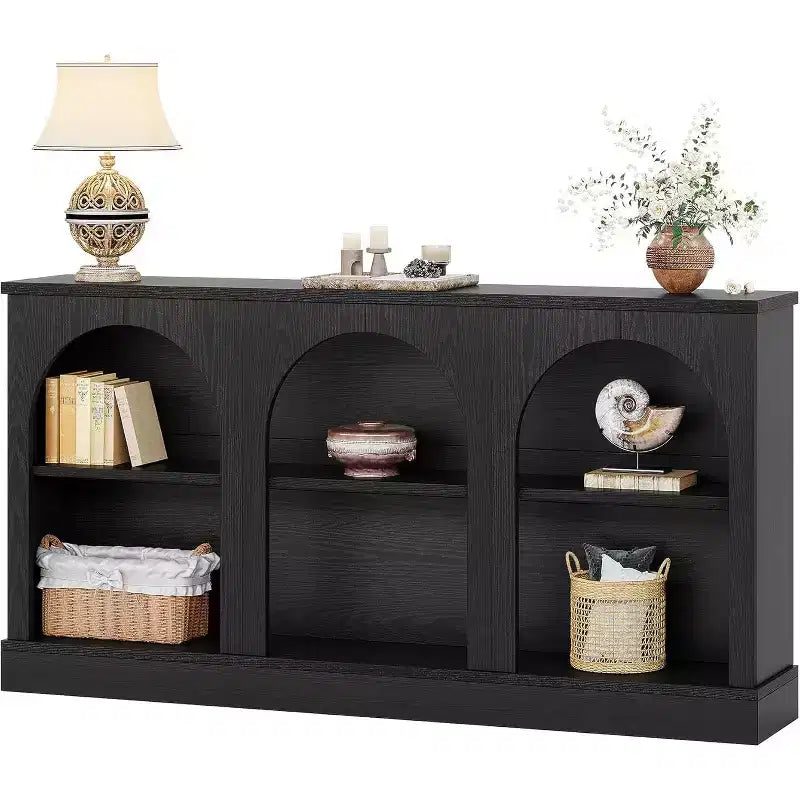 Lantine Farmhouse Console Table, 63-Inch Long Entryway Table with 3 Tier Storage, Wooden Sofa Table Behind The Couch for Living Room