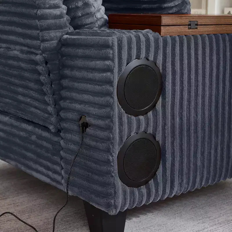 GDFStudio Siesta 42 Modern Corduroy Chair with Ottoman and Hidden Swivel Table