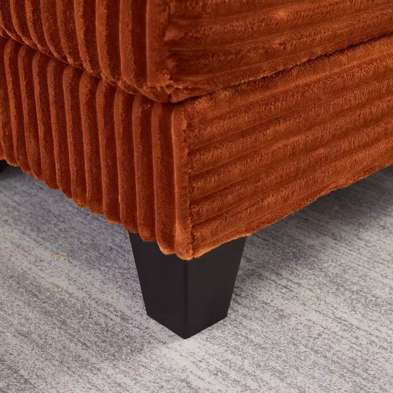 GDFStudio Siesta 42 Modern Corduroy Chair with Ottoman and Hidden Swivel Table