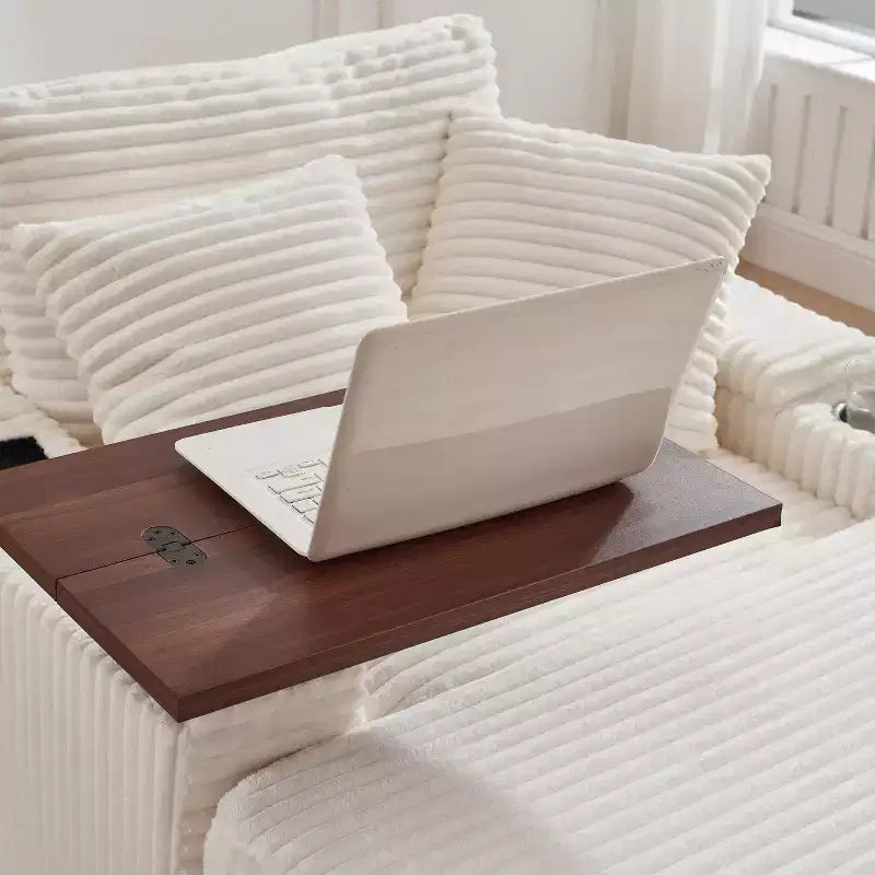 GDFStudio Siesta 42 Modern Corduroy Chair with Ottoman and Hidden Swivel Table