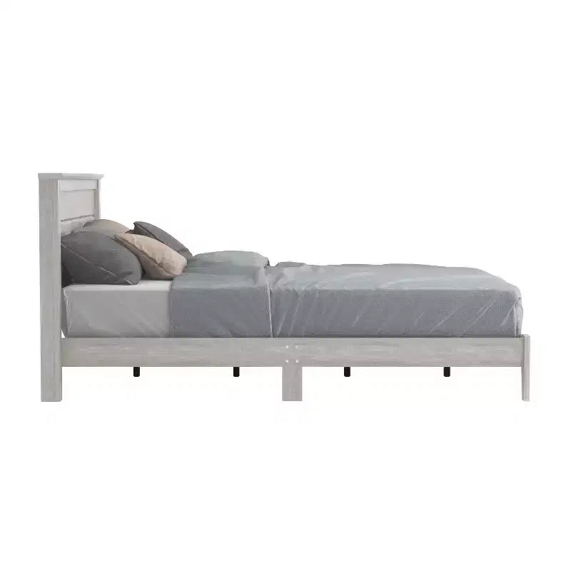 Galano Modern Platform Bed with Slatted Headboard 66.1 W  85.6 D  40.2 H