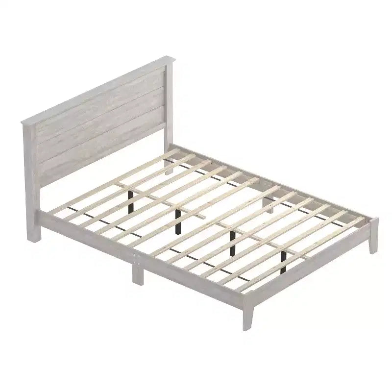 Galano Modern Platform Bed with Slatted Headboard 66.1 W  85.6 D  40.2 H