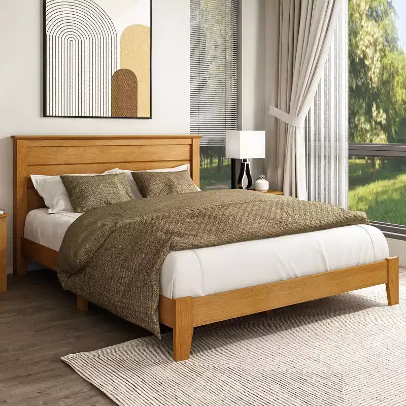 Galano Modern Platform Bed with Slatted Headboard 66.1 W  85.6 D  40.2 H
