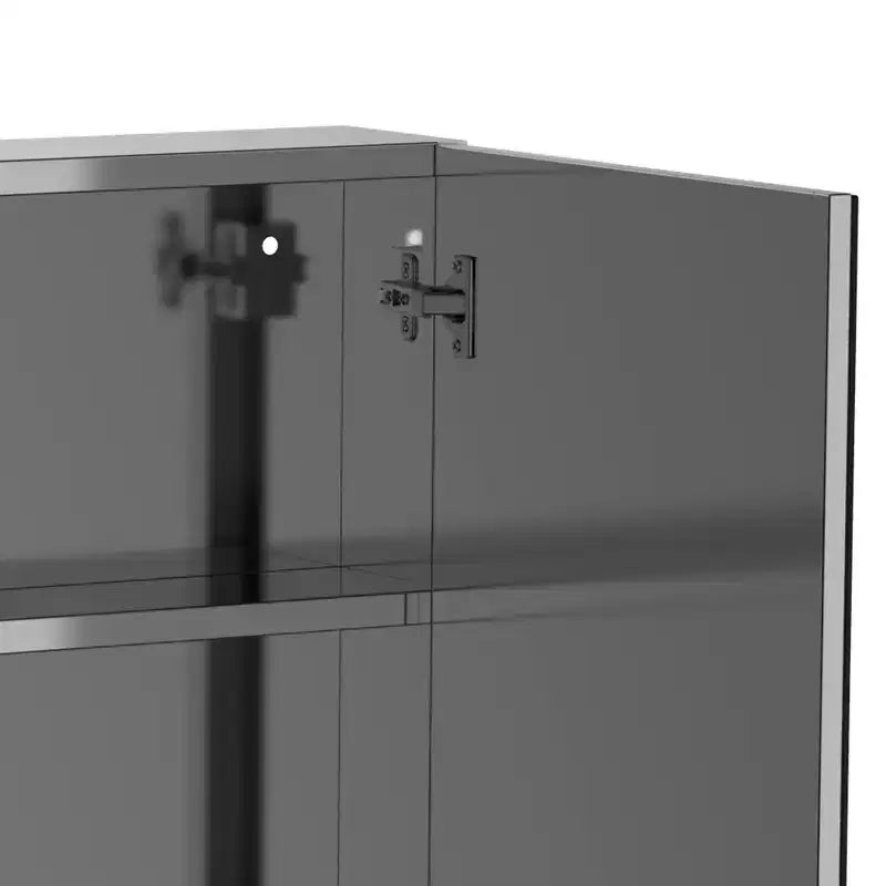 Bathroom Mirrored Cabinet, 24x26 Stainless Steel Frame Medicine Cabinet, Wall-Mounted Storage Organizer with Double Doors