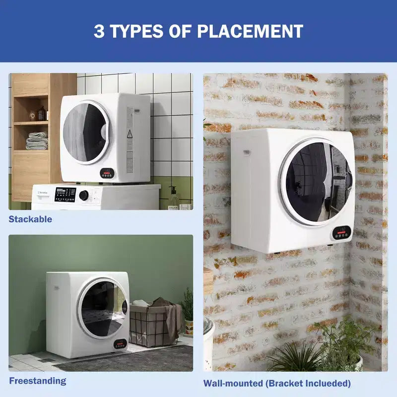 1.5 cu.ft Portable Compact Clothes Laundry Dryer with Intelligent Drying for Apartments Dorms RVs, 850W