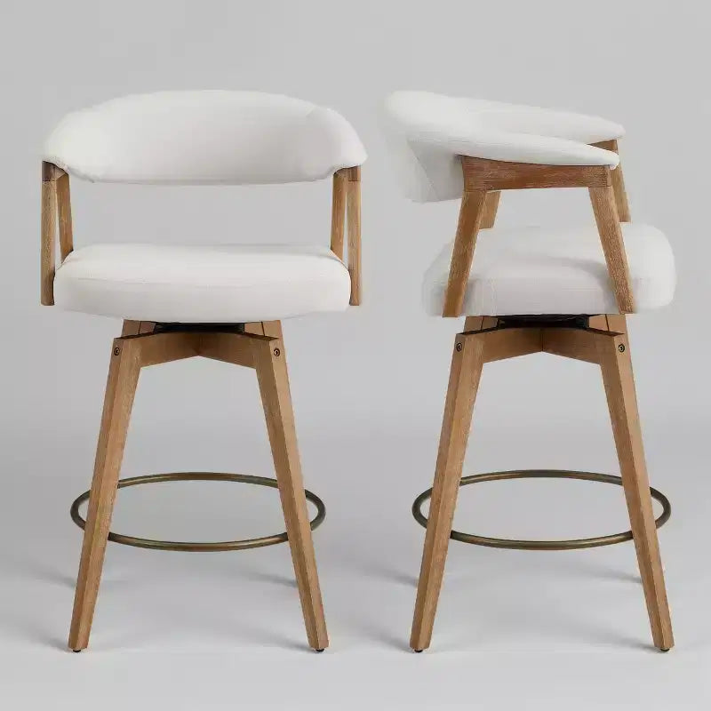 Art Leon Set of 2 Swivel Upholstered Counter Height Barstool