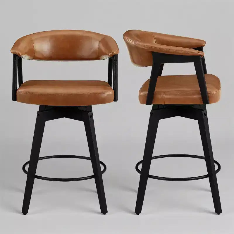 Art Leon Set of 2 Swivel Upholstered Counter Height Barstool