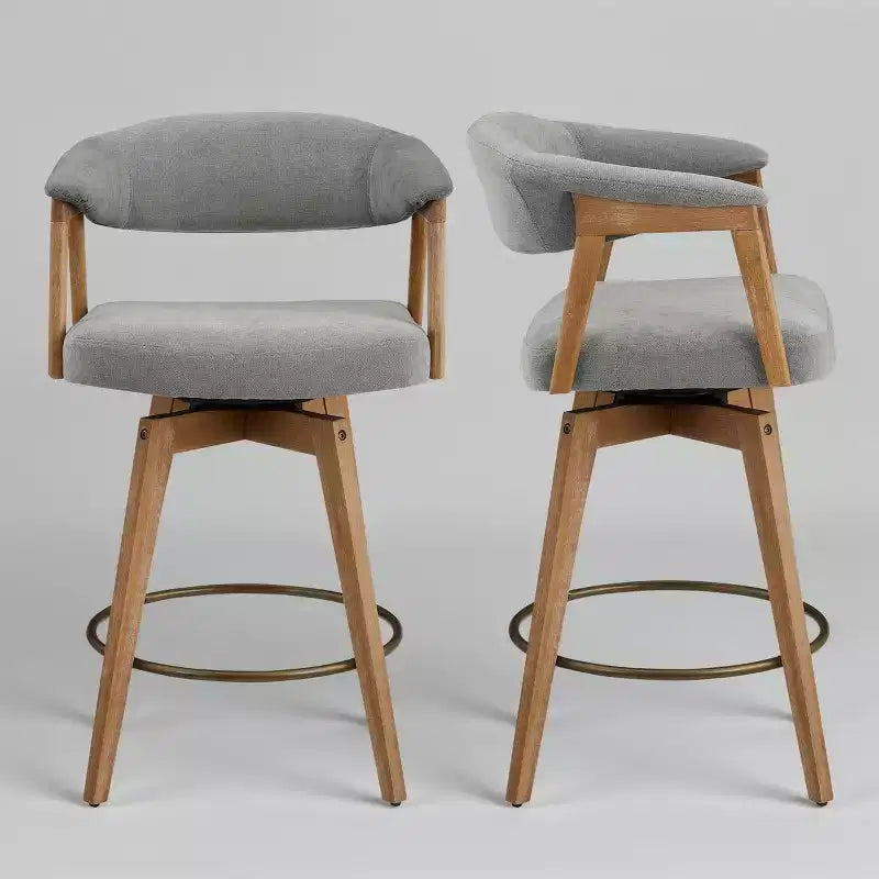 Art Leon Set of 2 Swivel Upholstered Counter Height Barstool