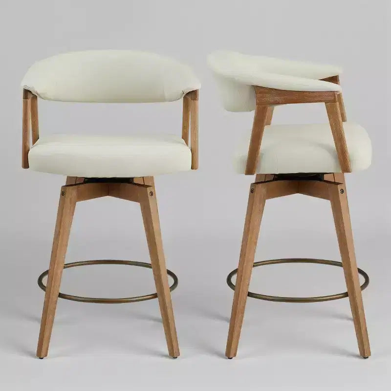 Art Leon Set of 2 Swivel Upholstered Counter Height Barstool